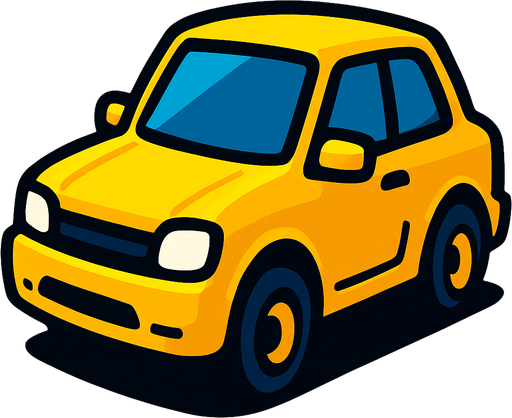 yellow car.
In-Game asset.  2d.  High contrast.  No shadows