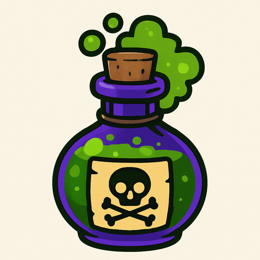 zehirli iksir şişesi.
In-Game asset.  2d.  High contrast.  No shadows