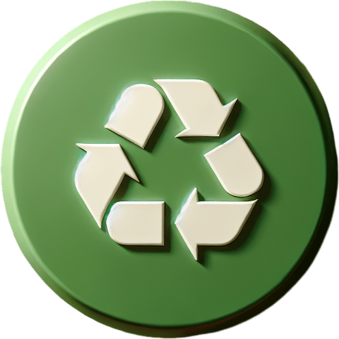 top view of a green round with a white recycle sign..
Uniform lighting