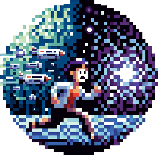 Pixel art,  Frightened adult running away scared..
Single Game Texture. In-Game asset. 2d. Blank background. High contrast. No shadows.