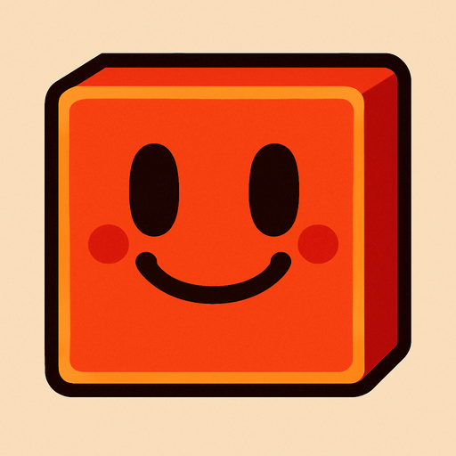 Happy red block.
In-Game asset.  2d.  High contrast.  No shadows