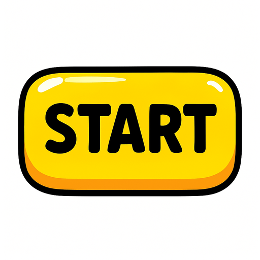 Start butonu sarı parlak.
In-Game asset.  2d.  High contrast.  No shadows