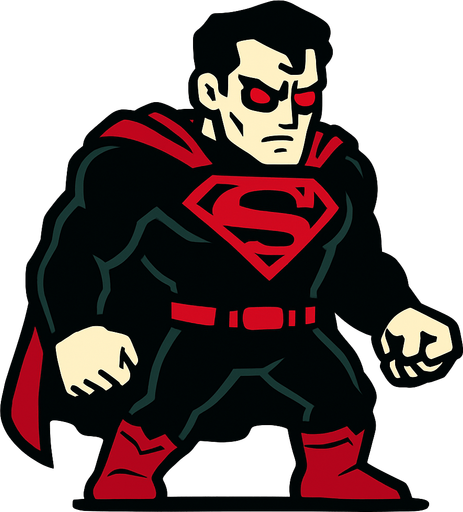 Dark superman 2d game.
In-Game asset.  2d.  High contrast.  No shadows