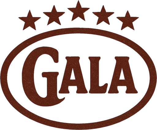 Galatasaray logosuna benzer bir logo oluştur "Gala" yazsın . Üstünde de 5 yıldız olsun . retro temada olsun ..
In-Game asset.  2d.  High contrast.  No shadows