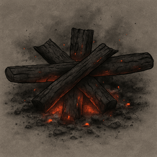 Yanmış odunlar kül ve kor ekle