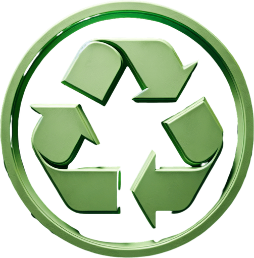 top view of a green round with a white recycle sign..
Uniform lighting