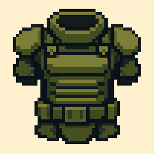 pixelart military armor.
In-Game asset.  2d.  High contrast.  No shadows