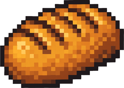 Bread, pixelart.
In-Game asset.  2d.  High contrast.  No shadows