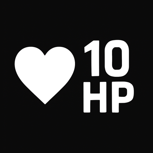 10 hp image ,white colored,ui element.
In-Game asset.  2d.  High contrast.  No shadows