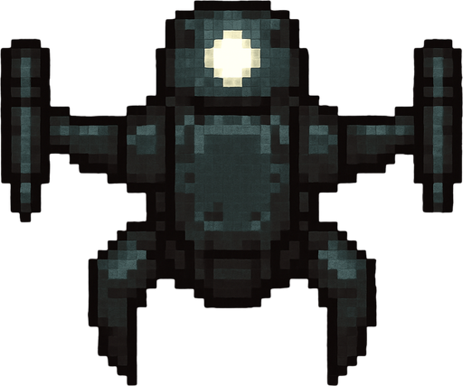 top down image of a combat drone with a white light on top, pixel art.
In-Game asset.  2d.  High contrast.  No shadows