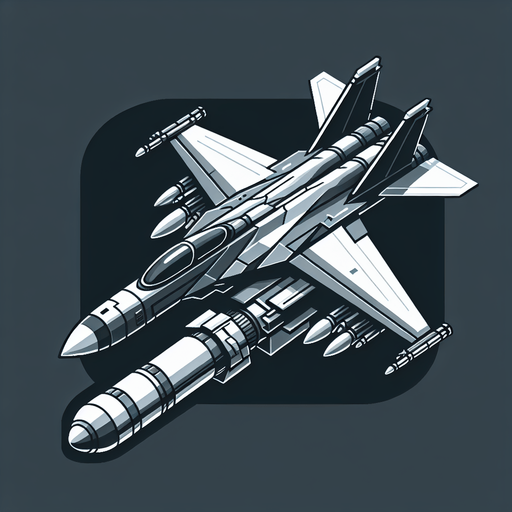 Missile 2d of a fighter plane.
Single Game Texture. In-Game asset. 2d. Blank background. High contrast. No shadows.