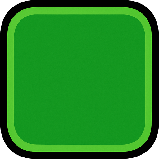 Cuadrado verde con lados circulares.
In-Game asset.  2d.  High contrast.  No shadows