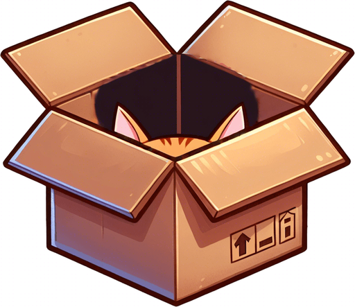 Detail of face head and ears of a cute Chibi ginger cat's looking from the box into the camera. Cheeky, happy.