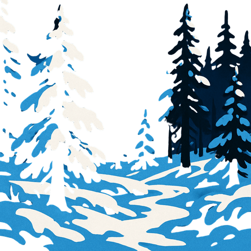 A snowy forest.
In-Game asset.  2d.  High contrast.  No shadows