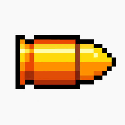 Bullet pixel.
In-Game asset.  2d.  High contrast.  No shadows