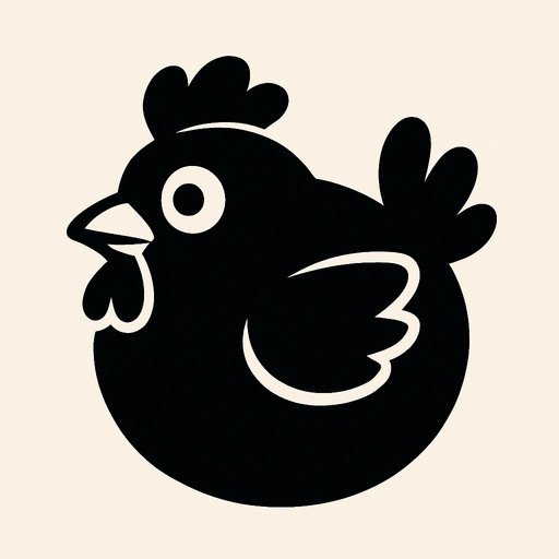 ball chicken and black.
In-Game asset.  2d.  High contrast.  No shadows