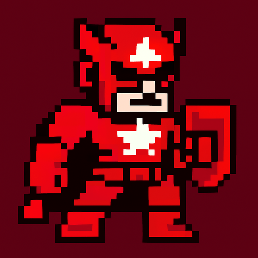 pixel art 
red gurdian.
In-Game asset.  2d.  High contrast.  No shadows