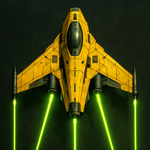poisonous yellow laser spaceship top view.