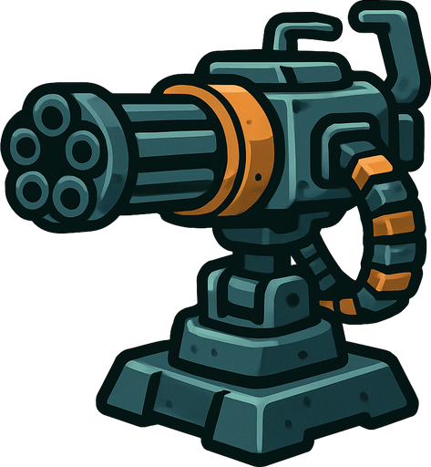 Minigun turret.
In-Game asset.  2d.  High contrast.  No shadows