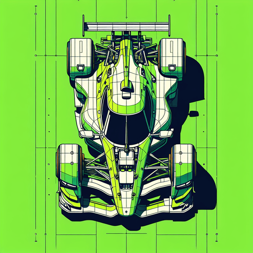 top down view of green color racing car.
Single Game Texture.  In-Game asset.  2d.  Blank background.  High contrast.  No shadows