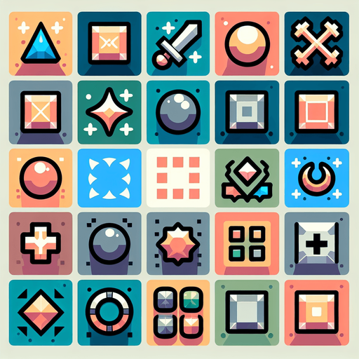 Design a spritesheet for a minimal, hyper-casual 2D mobile game in a flat, 2D illustration style. The spritesheet contains nine square tiles, each defined by a single dominant color and a contrasting, clean frame with subtle shape variations to represent functionalities like damage, magic, or healing. The tiles remain simple and uncluttered, with no symbols or icons inside, emphasizing clarity and modern design. The frames themselves convey purpose through their unique shapes, creating a polished, playful, and approachable aesthetic perfect for vibrant mobile gaming experiences.
Single Game Texture. In-Game asset. 2d. Blank background. High contrast. No shadows.