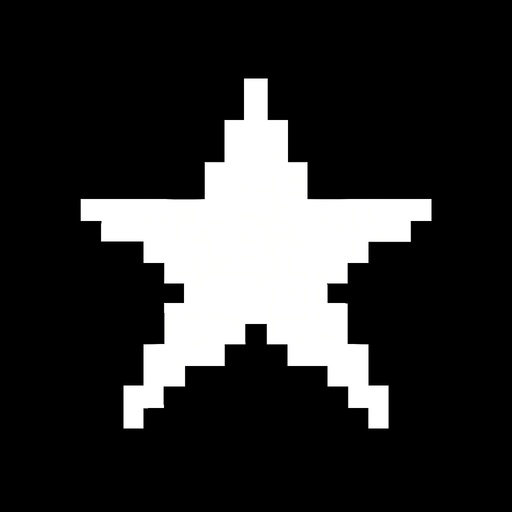 Estrella blanca en pixel art.
In-Game asset.  2d.  High contrast.  No shadows