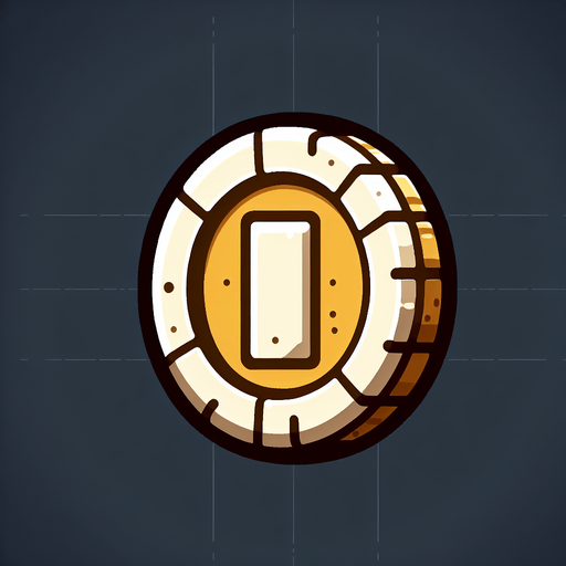 Single Game Texture. In-Game asset. 2D coin from a side view. A coin with a rectangular shape, featuring distinct long and short edges instead of a perfect circle. Blank background, high contrast, no shadows.
