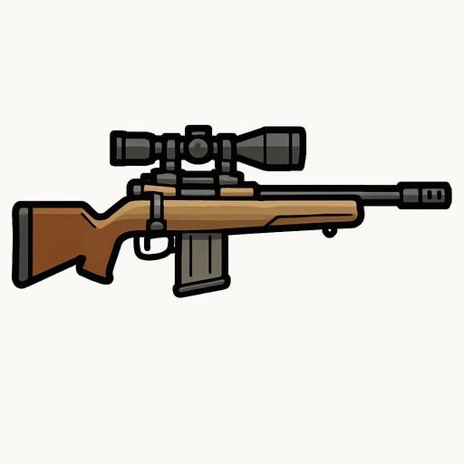 Sniper rifle rotated 90 degrees.
In-Game asset.  2d.  High contrast.  No shadows