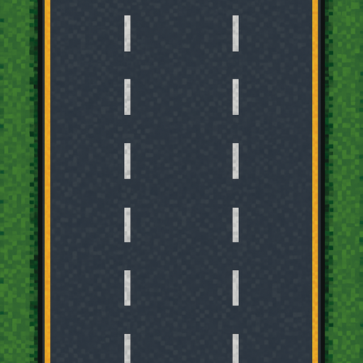 pixel art 2d road 3 lane top view