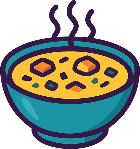 Soupe.
In-Game asset.  2d.  High contrast.  No shadows