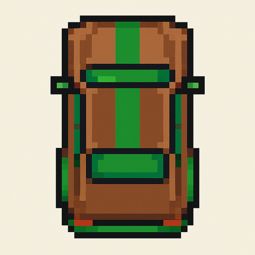 Draw 2d pixel car top view brown+green.
In-Game asset.  2d.  High contrast.  No shadows
