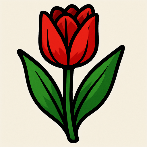 Red tulip.
In-Game asset.  2d.  High contrast.  No shadows