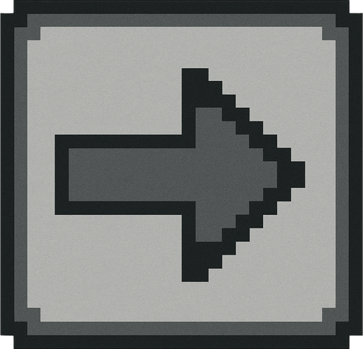 Cuadro gris con bordes negros que dentro tenga una flecha apuntando a la derecha pixelada.
In-Game asset.  No shadows