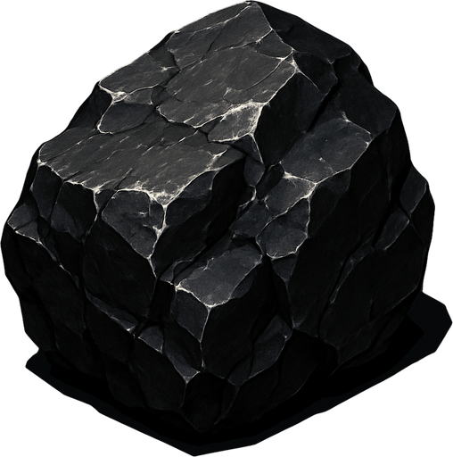 una roca de carbon.
In-Game asset.  High contrast.  No shadows. 3D