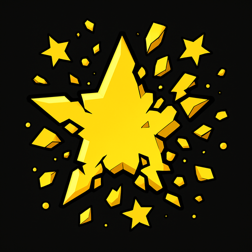 star breaking particles yellow.
In-Game asset.  2d.  High contrast.  No shadows