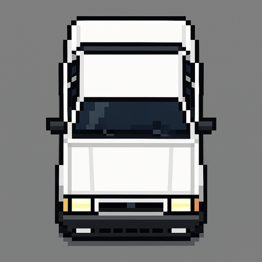 Draw 2d pixel car Tofash top view white..
In-Game asset.  2d.  High contrast.  No shadows