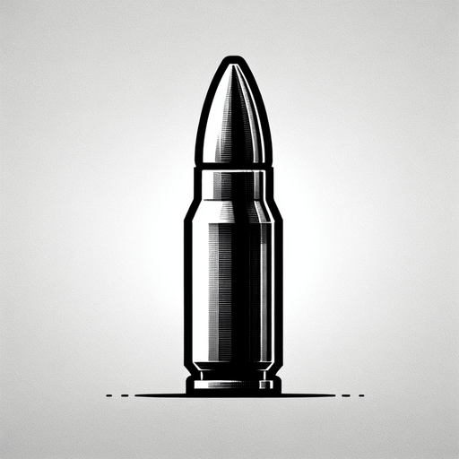 bullet.
Single Game Texture.  In-Game asset.  2d.  Blank background.  High contrast.  No shadows