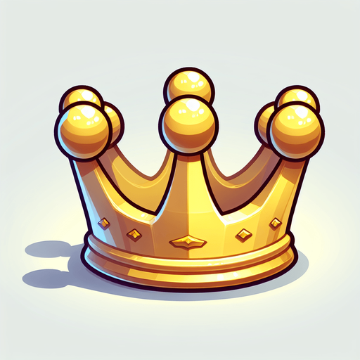 A royal crown. Side profile. Cartoon.
Single Game Texture.  In-Game asset.  2d.  Blank background.  High contrast.  No shadows