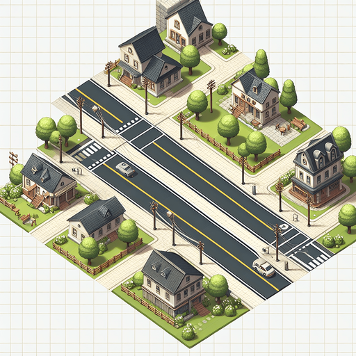 Town road 🛣️.
Single Game Texture. In-Game asset. 2d. Blank background. High contrast. No shadows.