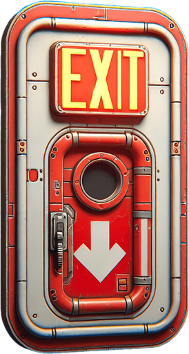 create an escape hatch with a red exit sign on it.
Single Game Texture. In-Game asset. 2d. Blank background. High contrast. No shadows.
