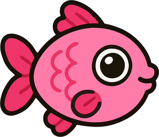 pink cute fish.
In-Game asset.  2d.  High contrast.  No shadows
