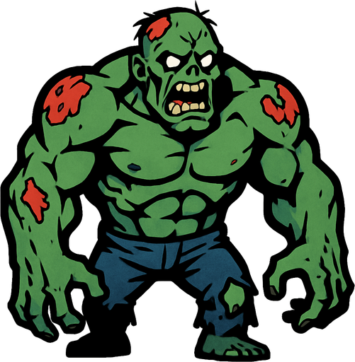 tank zombie.
In-Game asset.  2d.  High contrast.  No shadows