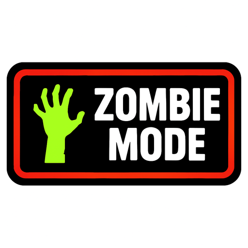 Zombie Mode buton.
In-Game asset.  2d.  High contrast.  No shadows