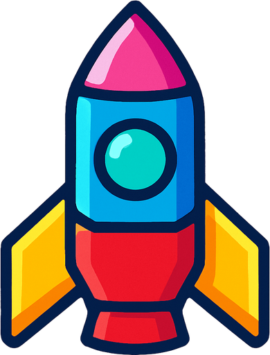 colorful ship bullet facing up.
In-Game asset.  2d.  High contrast.  No shadows