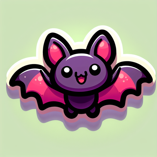 A cartoon style bat.
Single Game Texture. In-Game asset. 2d. Blank background. High contrast. No shadows.