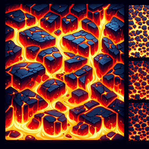 Lava world imagination.
Single Game Texture. In-Game asset. 2d. Blank background. High contrast. No shadows.