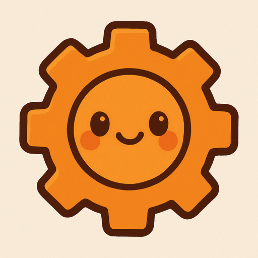 Un engranaje de ajustes naranja muy cute.
In-Game asset.  2d.  High contrast.  No shadows