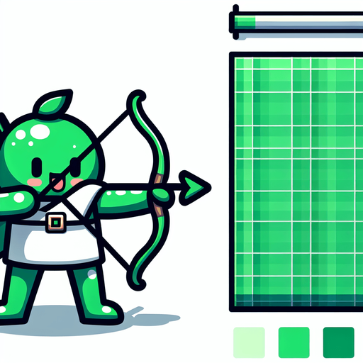 yeşil tatlı ok atmaya hazırlıklı okçu karakter.
Single Game Texture.  In-Game asset.  2d.  Blank background.  High contrast.  No shadows