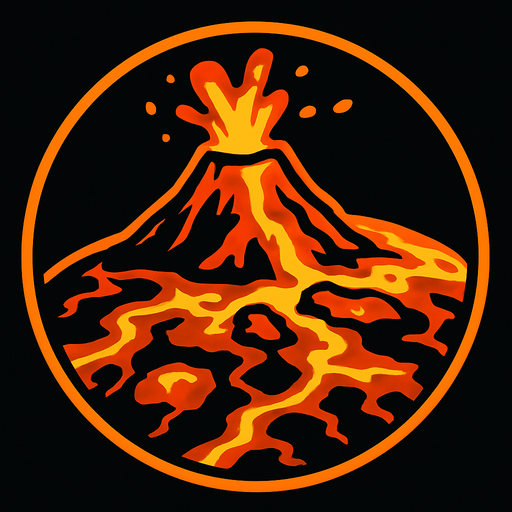 Planet of fire, volcano, magma, lava.
In-Game asset.  2d.  High contrast.  No shadows
