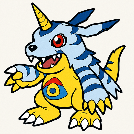 Gabumon.
In-Game asset.  2d.  High contrast.  No shadows